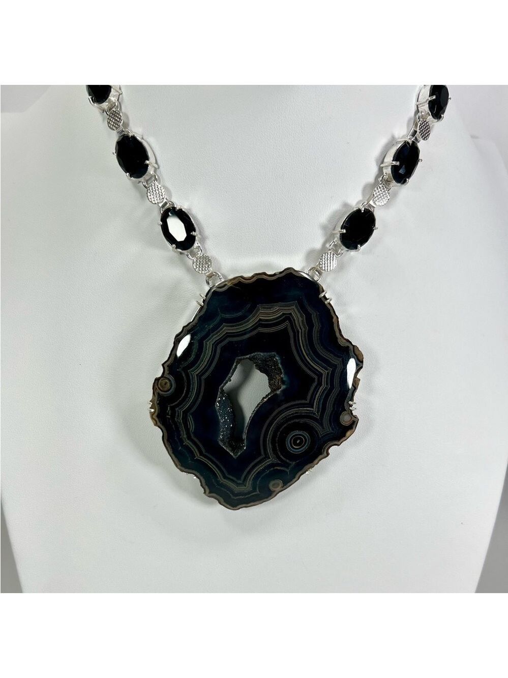 Massive Black 925 Solar Quartz Necklace ONLY
